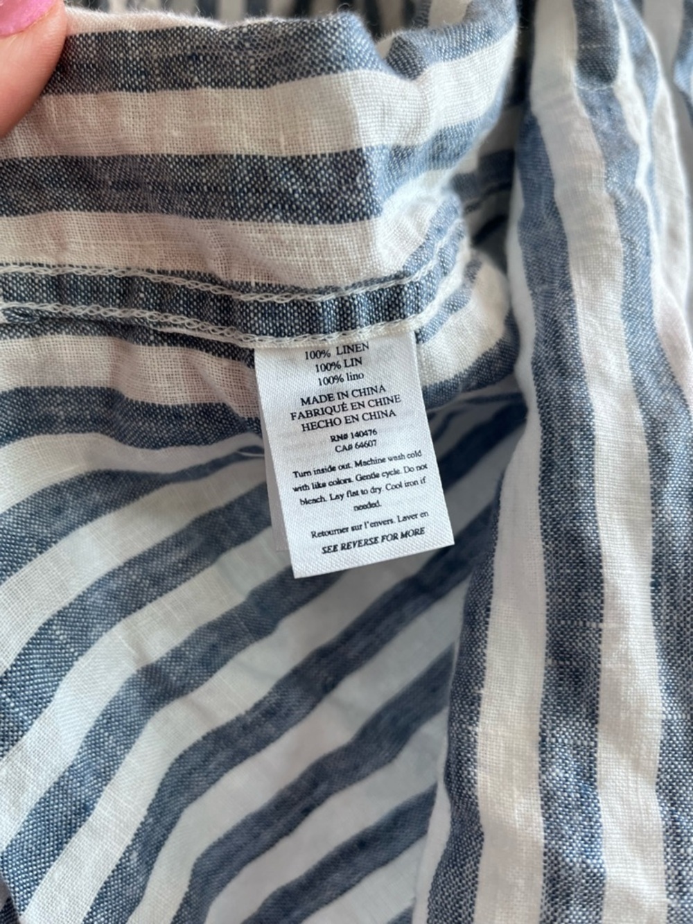 Faherty Laguna Blue Stripe Button Down Shirt 100% Linen - Picture 4 of 11